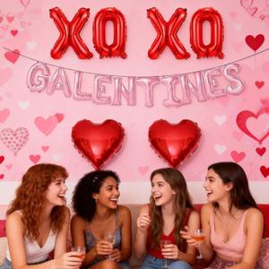 16" Pink Galentines Day Balloons, Galentines Day Banners Decorations as Party Supplies, Galentine's Day Decor for Home Office Classroom