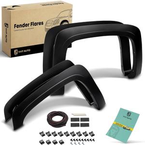 YHTAUTO Fender Flares OE Factory Style Replacement for Chevy Silverado 1500 2007-2013, Silverado 2500HD/3500HD 2007-2014, 6.5 & 8.1Ft Long Bed NOT FIT Crew Cab, Matte Black Wheel Flare Cover Paintable