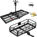 Wildroad Hitch Cargo Carrier with Bike Rack 60" x 24" x 14" Hitch Mount Cargo Carrier 2 Bikes 500 LBS Capacity Folding Hitch Bike Rack for Standard, Fat Tire and Electric Bike Fits 2" Receiver