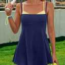 Yanekop Womens Tennis Dress Athletic Dress with Shorts and Bra Golf Outfits Spaghetti Strap Workout Romper Dresses (Blue, S)