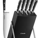 Knife Set, D.Perlla 6 Pieces Small Kitchen Knife Set with Block, German Stainless Steel Knives Set, Sharp Chef Knife Block Set, Black