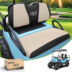 10L0L Golf Cart Seat Covers Universal for Yamaha Club Car Precedent Standard Front Seats, Breathable Mesh Bench Seat Cover, No Drilling Seat Cushion, All-Season Comfort Cool in Summer & Warm in Winter (Beige and Black)