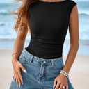 BTFBM Womens Summer Tops 2026 Boat Neck Cap Sleeve Tee Shirts Ruched Slim Fit Knit Going Out Tank Top Spring Fashion (XL)