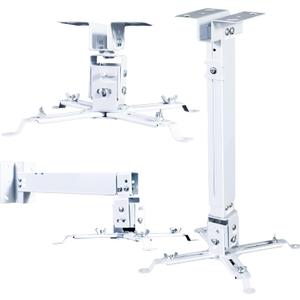Projector Ceiling Wall Mount Adjustable Height from 11 to 13.7 Inches Bracket with Extendable Arms Low Profile Holder Hanger for Home Office Compatible with Epson Optoma Benq (White)