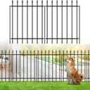 FOREHOGAR Metal Garden Fence 30 in H x 16 ft L, Border Fences Panels Animal Barrier for Dogs, No Dig Garden Fencing for Yard Patio Flower Bed Lawn Outdoor, 8 Panels + 9 Stakes Black