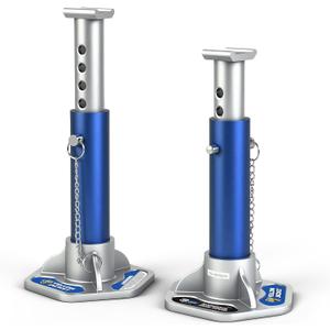 YELLOW JACKET 3 Ton Aluminum Jack Stands with Locking Support Pins for Cars, SUVs, and Light Duty Trucks, Blue/Silver, 1 Pair