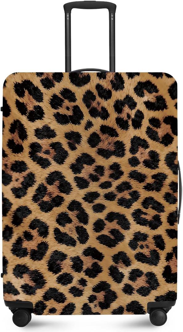 ANNA QUEEN Travel Luggage Cover Suitcase Protector Suitcase Cover Anti-Scratch,Stretchable Bag Cover Washable Durable Polyester (L(fits 28-30Inch suitcase), Leopard print)