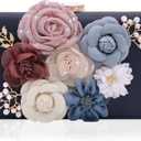 Evening Bag for Women, Flower Wedding Evening Clutch Purse Bride Floral Clutch Bag (719-1 Blue)