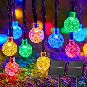 Solar String Lights Outdoor Waterproof, 2-Pack 120 LED 72Ft Total, Solar Powered Globe Patio Lights with 8 Lighting Modes for Garden Yard Porch Wedding Party Decor (Multicolor)