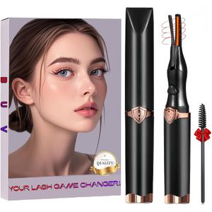 Heated Eyelash Curler - 2 in 1 Clip-Type Eyelash Curlers - Electric Eyelash Curler Rechargeable for 24H Long Lasting, 3 Heating Modes, 8S Fast Heating,Black-E