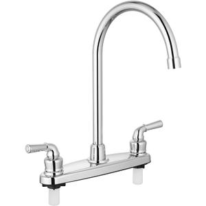 RV Kitchen Sink Faucet Deck Mounted 8 Inch Camper Kitchen Faucets with 360 Swivel Spout Mixer Taps for Campers Motorhome Travel Trailer, High Arc Spout, Polished Chrome
