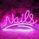 SYLHOME Nails Led Neon Light Sign Pink Business Wall Windows Sign Decor Nails Bar Beauty Salon Girls Bedroom Hanging Light Up Sign USB Birthday Makeup Decor 15.75"X8.7"
