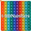 8.5 in Big Size P0pp Math Toys , Rainbow Square Fidget Ttoy 100bubbles Stress Relieving Fidget Game for Teachers to Create Kinds of Math Manipulatives【with 1-100 Numbers Tables】