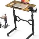 Small Standing Desk with Wheels, Portable Treadmill Desk, Rolling Desk Adjustable Height for Laptop, Mobile Standing Table for Walking Pad, Bedside Table (Brown)