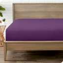 Bare Home Fitted Bottom Sheet Queen Size - Premium 1800 Microfiber - Ultra-Soft Hotel Luxury - Deep Pocket - Durable and Long Lasting - Fitted Sheet (Queen, Plum)