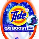 Tide Oxi Boost Power PODS Laundry Detergent Pods, 45 Count, HE Compatible, Stain Remover Plus Oxi Power, Removes Tough Set-In Stains