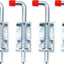 MAOPINER Metal Lock Barrel Bolt Spring Loaded Latch 6.5" Long w/Grip Heavy Duty Zinc for Ramp Door Fence RV (4)
