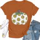 Thanksgiving Shirts for Women Fall Thankful Pumpkin T-Shirt Grateful Tee Tops (XXL)