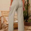 KICZOY Women Flowy Pants Drawstring Waist Wide Leg Palazzo Beach Pants Loose Fit with Pockets (Black, XL)