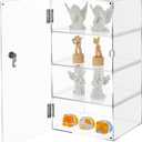 Barydat 4 Tier Acrylic Locking Display Case with Key 9.4'' L x 9.4'' W x 18.9'' H Large Clear Countertop Showcase Display Cabinet Multi Functional Safe Storage Box for Retail Store