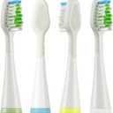 Replacement Toothbrush Heads with Tongue Scraper for Waterpik Complete Care 5.0 (WP-861, WP-871, WP-876, WP-881, WP-890) and Complete Care 9.0 (CC-01CD012-1),White,4 Pack
