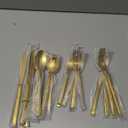 Alata Cube Gold 20-Piece Flatware Set, Forged Cutlery Set, Matte Gold Silverware Service for 4, Stainless Steel Tableware with Square Handle for Home/Restaurant, Dishwasher Safe