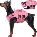 Kuoser Dog Life Jacket High Flotation, Reflective Dogs Life Vest for Swimming Boating, Adjustable Small Medium Large Dog lifejacket, Lightweight Dogs Life Preserver Rescue Handle Spring Summer Pool (X-Large (Chest Girth:25.9-33.4''), Pink)