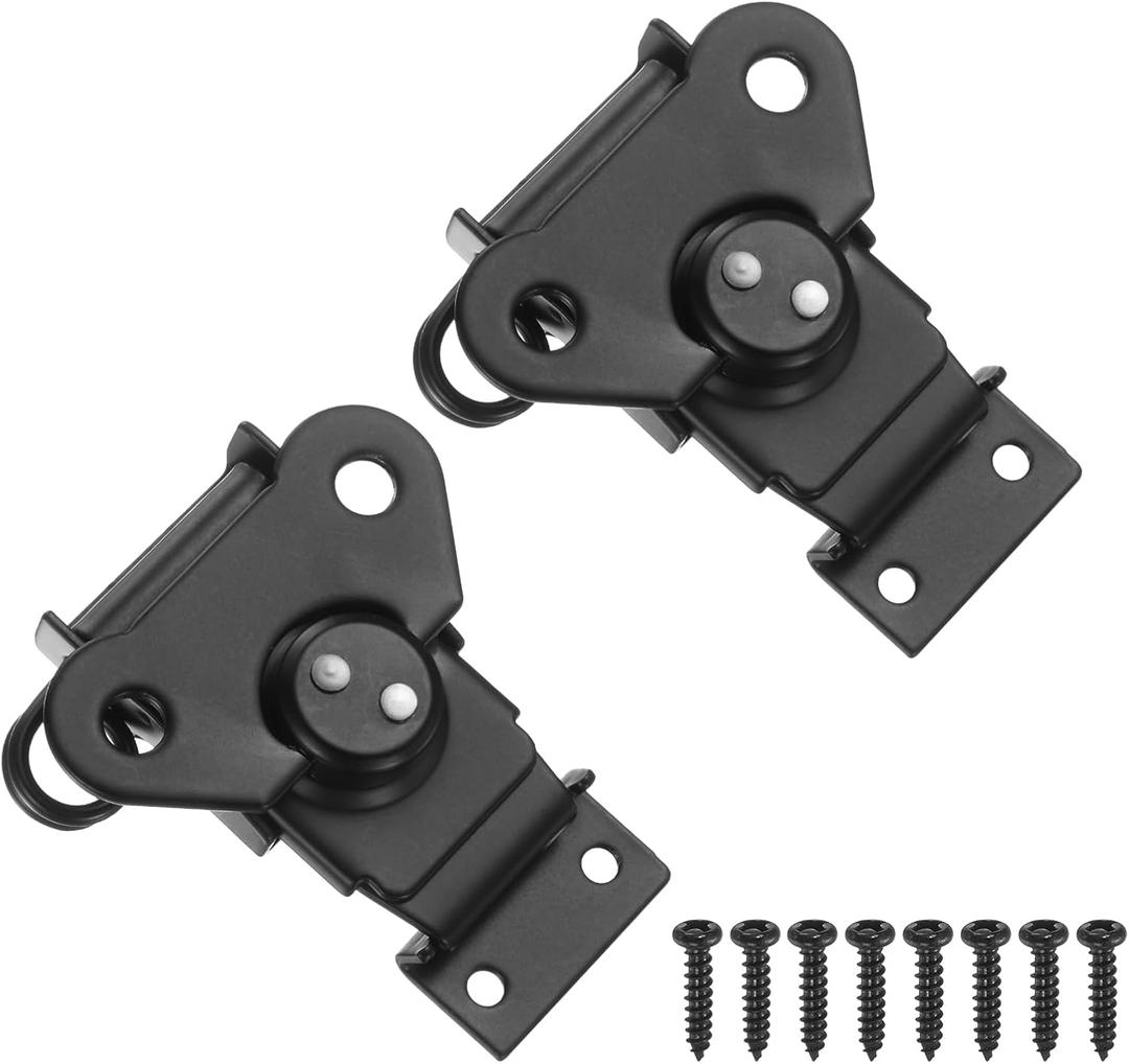PATIKIL 2.8x2.56" Spring Loaded Butterfly Twist Latch, 2Pcs Steel Twist Latch & Keeper Toggle Butterfly Draw Latch for Case Box Chest Closure, Black