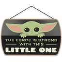 Open Road Brands Disney Star Wars: The Mandalorian Baby Yoda Force is Strong with This Little One Hanging Wood Wall Decor - Grogu, The Child