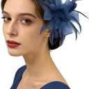 dressfan Womens Fascinator Hat Headpiece 20s Vintage Wedding Hair Accessories for Derby/Wedding/Cocktail/Tea Party (Blue, S)