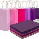 qiqee 30PCS Medium Gift Bag with Handles Bulk 11"x5"x8" Gift Bags 6 Different Pink  Purple Color Bags Multiple Uses (Medium Size)