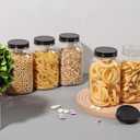 novelinks 32 oz Clear Plastic Jars with Lids, 6 Pack Large Plastic Mason Jars with Lids 32oz, Reusable Quart Containers for Kitchen Organization (6 Pack,Black)