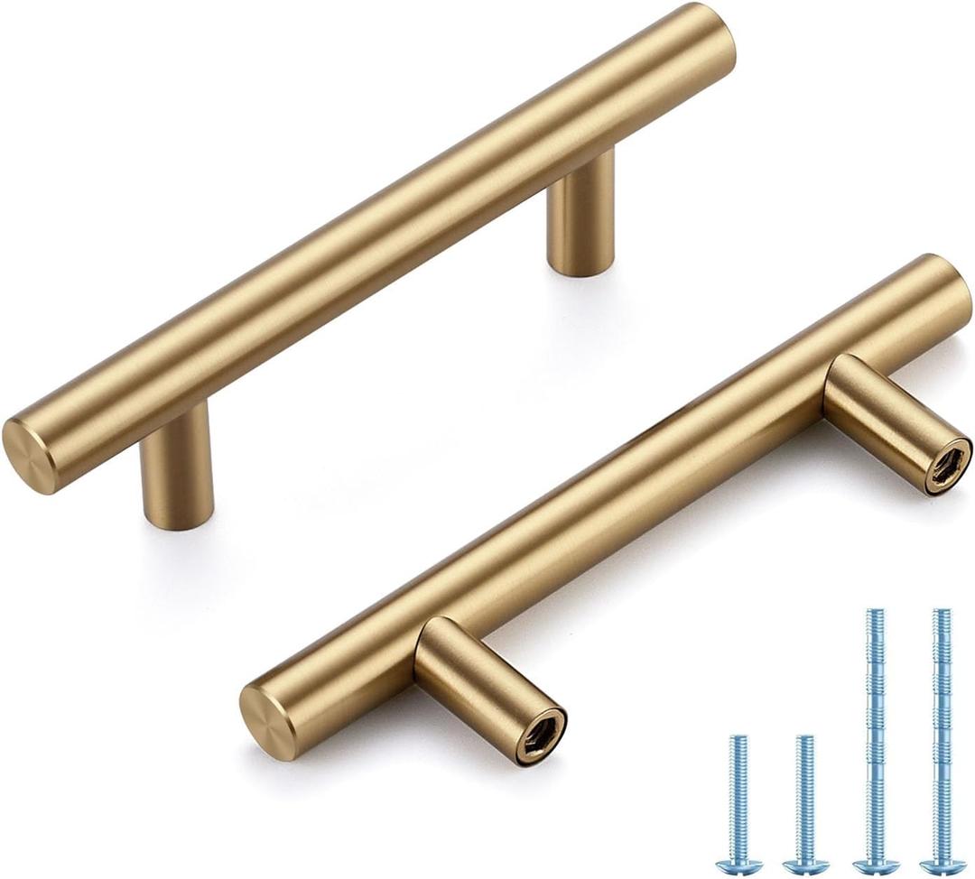 HOME EDIT Champagne Bronze Cabinet Handles 3 Inch Hole Center Stainless Steel Drawer Pulls for Cabinets, Dresser, Bathroom 5 Pack