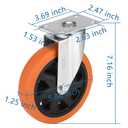 6 Inch Caster Wheels Set of 4 (2 Rigid, 2 Swivel), Ball Bearing 360 Degree Plate Swivel Castors Wheel Load 3000 lbs, Casters for Furniture, Workbench, Dolly, Cart