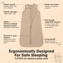 2-Pack Baby Sleep Sacks, Zipper Wearable Blanket - 0.5TOG Organic Cotton,Lightweight,Soft Cozy Toddler Sleeping Sack 6-12 months,Easy to Wear Large Newborn Transition Swaddles Sleepsacks(Ecru, M)