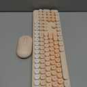 Wireless Keyboard and Mouse, Silent Keyboard Mouse Combo, Full-Sized Colorful Typewriter Keyboard with Round Keycaps, 2.4G Cute Mouse Compatible with PC/Laptop/Computer(Milk Tea)