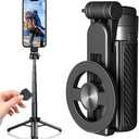 4-in-1 Multifunctional 360° Rotation Magnetic Selfie Stick with Detachable Wireless Remote for iPhone & Android, Portable Extendable Phone Tripod Stand for Travel Vlog Live Streaming