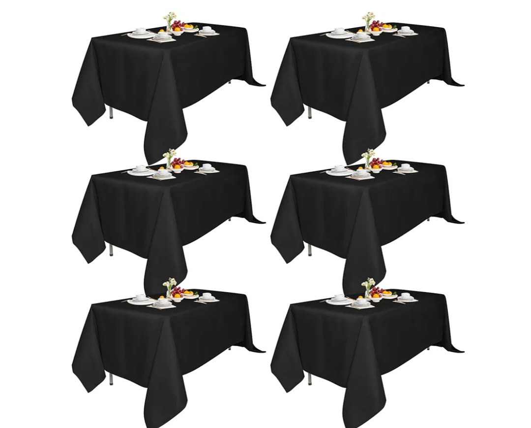 6 Pack 70x120-Inch Rect Black Tablecloths-Reusable Polyester Table Covers – Protect from Spills (Not Waterproof) – for Weddings, Banquets, Parties – Ships Folded, Wrinkles Likely, Steam Before Use
Amazon's Choice