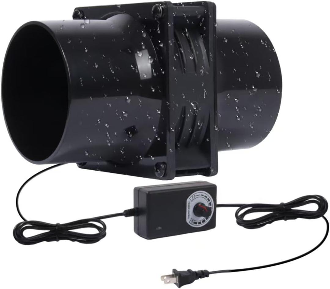 120mm 12V Exhaust Duct Fan Kit with Dual 4" Flange Adapters Stepless Speed Controller High-CFM for 3D Printer Laser Engraver Soldering Fume Extractor Grow Tent and DIY Ventilation Projects