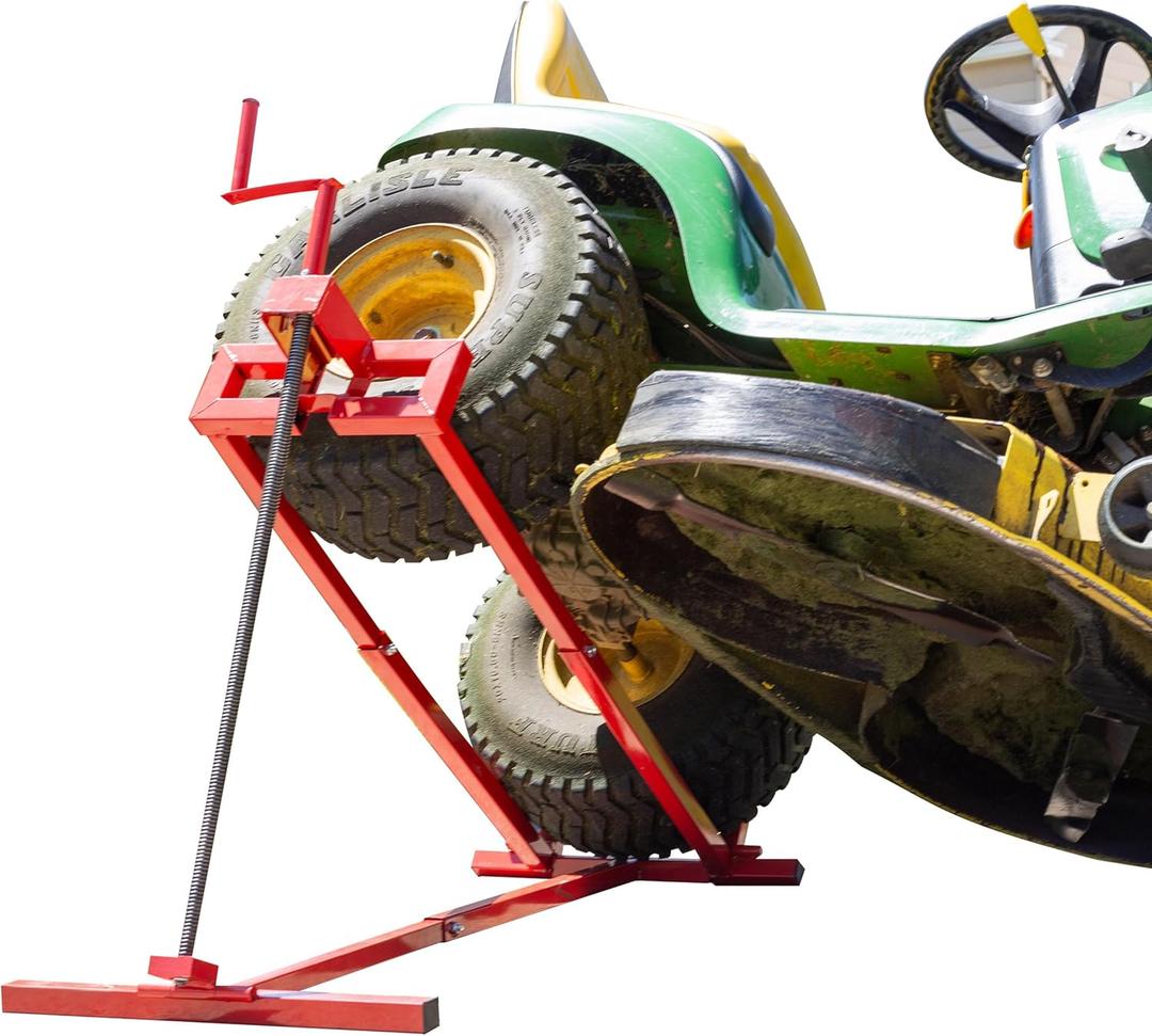 Mower Lift - 880lb Capacity Lawn Mower Lift Jack - Telescopic Maintenance Jack for Mowers and Tractors - Riding Mower Accessories by Stalwart (Red) Mower Lift - 880lb Capacity Lawn Mower Lift Jack - Telescopic Maintenance Jack for Mowers and Tractors - Riding Mower Accessories by Stalwart (Red)