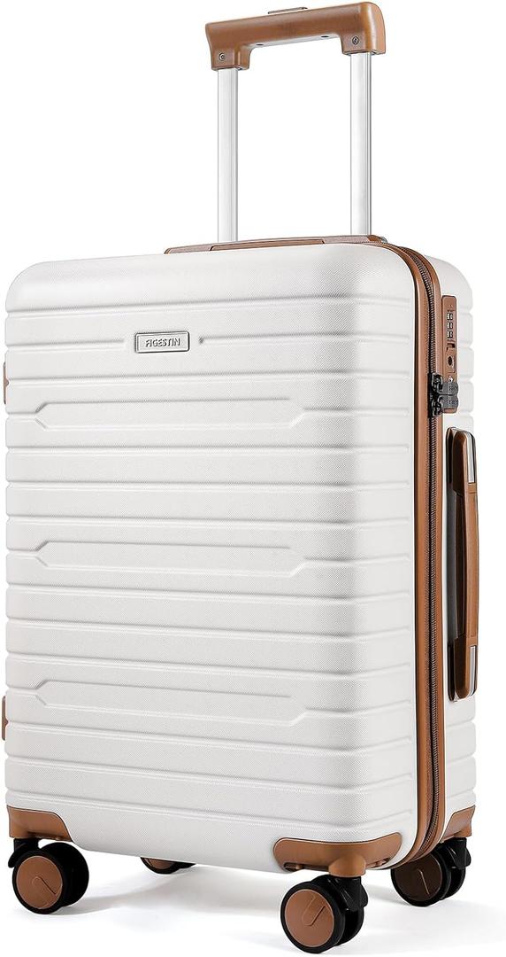 Carry on Luggage 22x14x9 Airline Approved with Spinner Wheels, Hardside Lightweight 20" Carry on Suitcase Airline Approved TSA Lock (Beige)