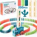 200 PCS Domino Train Toy Set, Automatic Dominoes Building and Stacking Creative Game, Electric Dominos Stem Montessori Toy for Kids Games 4-6, Autistic Birthday Gifts Boys Girls Age 3 4 5 6 Year Old