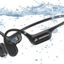 SAMVEK Swimming Headphones, Bone Conduction Headphones, 5.4 Bluetooth Wireless Open Earphones Sports,IP68 Waterproof Headphone Built-in 32GB MP3 Player,Swimming Headphone Underwater for Running-Black