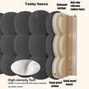 Full Headboard Pillow Foldable Upholstered Headboard Built in Wooden Board Support Bed Large Bolster Resting Cushion for Sitting in Bed, Backrest for Bedroom Daybed, Dark Grey 47x24x8 Inch
