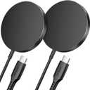 for iPhone 17 MagSafe Charger 2-Pack, JSAUX 15W Magnetic Wireless Charger for MagSafe Charger, iPhone 17e/17 Air Pro Max/16/15/14/13/12 Series/Airpods, Mag Wireless Charging Pad-Black