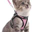 rabbitgoo Cat Harness and Leash Set for Walking Escape Proof, Adjustable Soft Kittens Vest with Reflective Strip for Cats, Comfortable Outdoor Vest, Pink, S (Small)