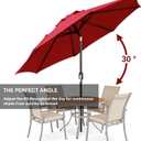 Blissun 9' Outdoor Patio Umbrella, Outdoor Table Umbrella, Yard Umbrella, Market Umbrella with 8 Sturdy Ribs, Push Button Tilt and Crank, Bright Red