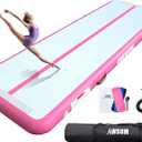 AWSUM Inflatable Air Gymnastics Mat 10ft/13ft/16ft/20ft/23ft Training mat 4/8 inches Thick tumbling mat with Electric Pump for Home/Gym/Outdoor (Pink/Pink)