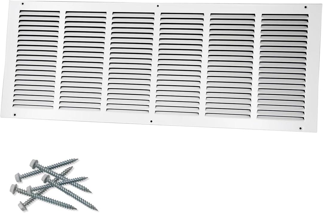 30"W x 10"H [Duct Opening Size] Steel Return Air Grille, Air Return Vent Cover for Ceiling and Sidewall - HVAC Air Vent Covers - [Outer Dimensions: 31.75"W x 11.75"H]
