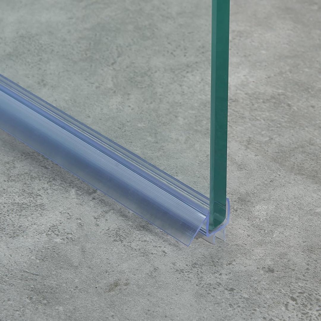 Frameless Shower Door Bottom Seal for 3/8" (10mm) Thick Glass, 36" Long, Clear Vinyl, No Adhesive Required, Stops Leaks